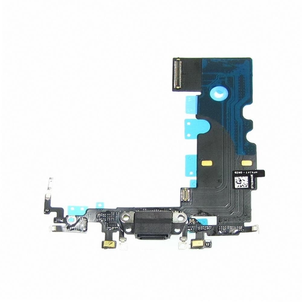 Плата зарядки Apple iPhone 8, iPhone SE 2020, iPhone SE 2022, шлейф коннектора зарядки, с микрофоном, черная, High Copy