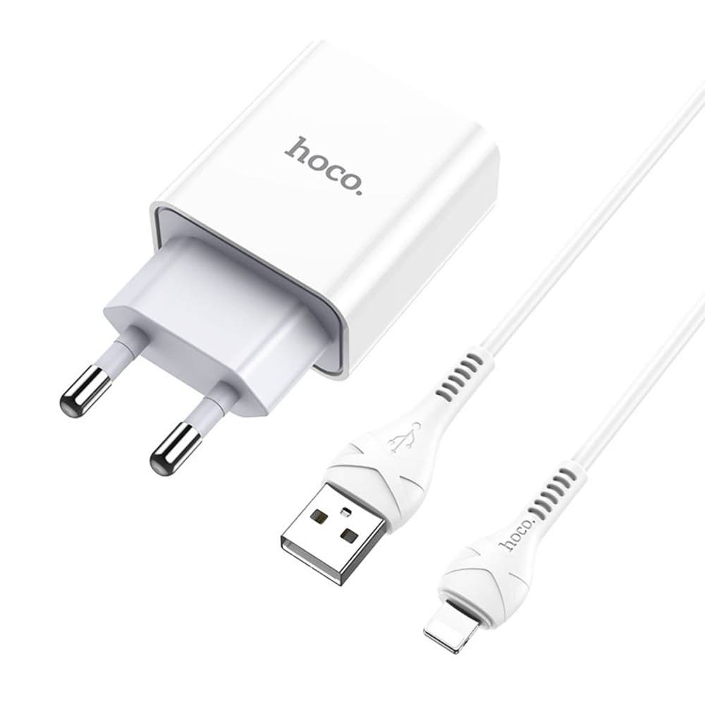 Сетевое зарядное устройство Hoco C81A, с USB-кабелем, Lightning, 2.1 А, 100 см
