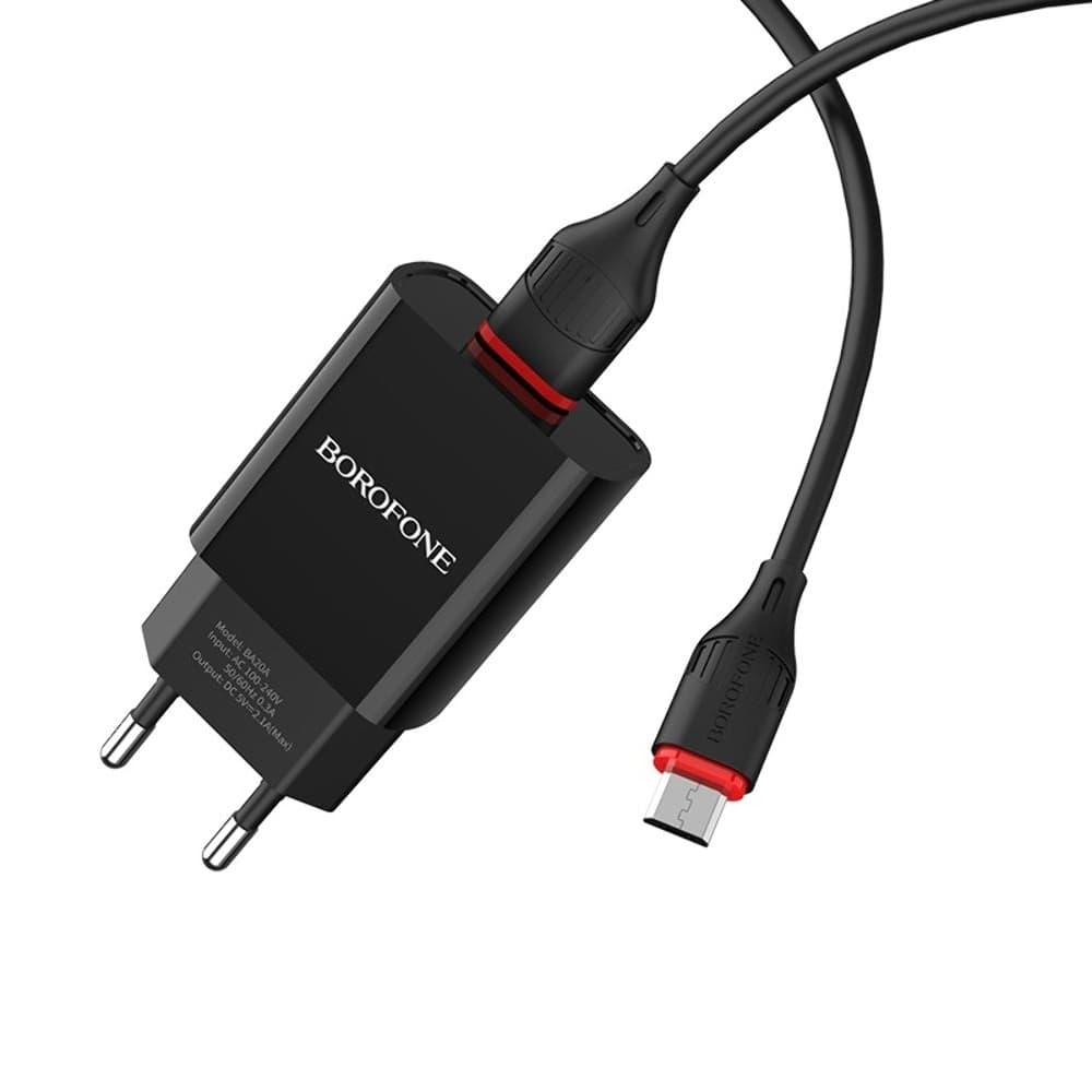 ������� �������� ���������� Borofone BA20A, 1 USB, 2.1 �, � ������� Micro-USB, ������