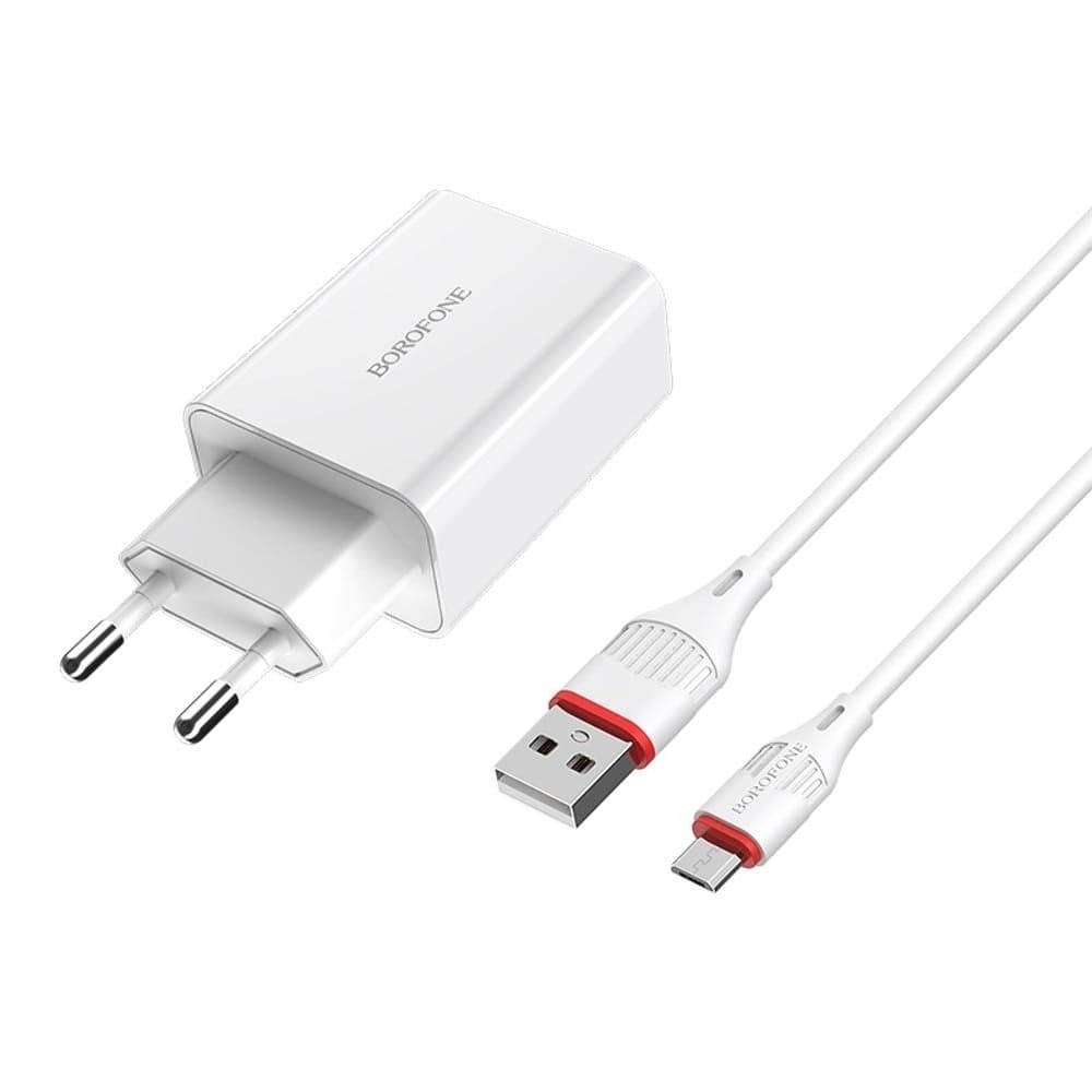 ������� �������� ���������� Borofone BA21A, 1 USB, Quick Charge 3.0, Micro-USB, �����