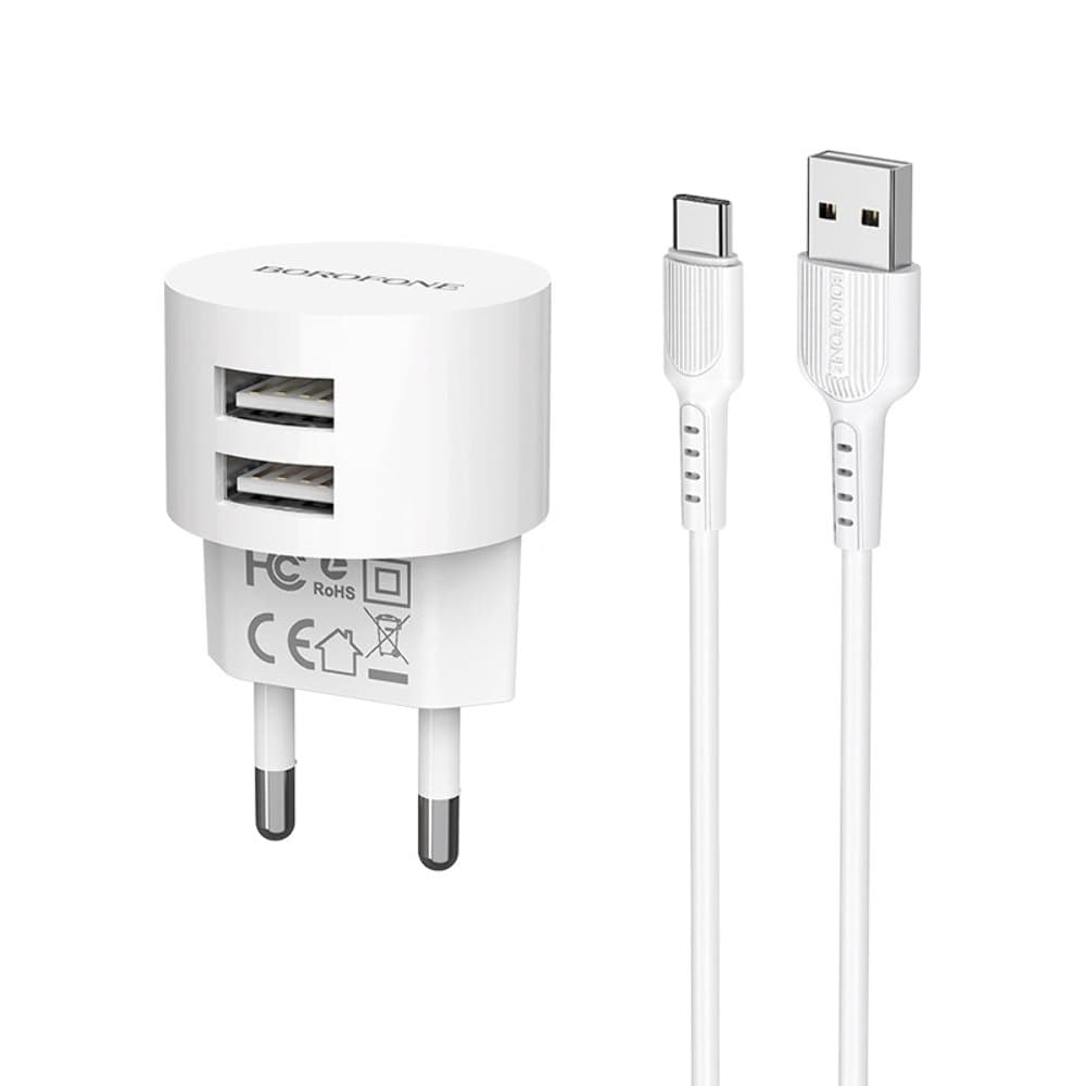 ������� �������� ���������� Borofone BA23A, 2 USB, 2.4 �, Type-C, �����