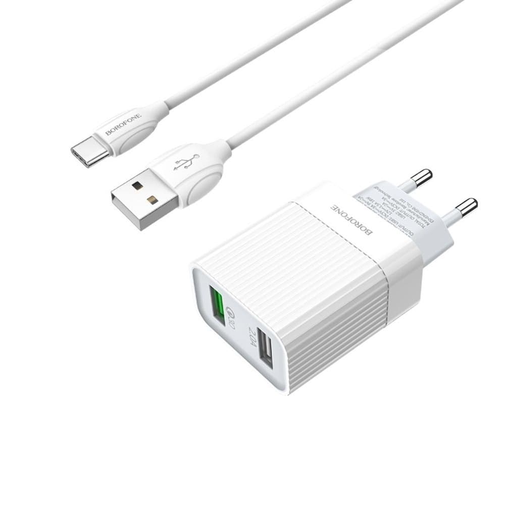 ������� �������� ���������� Borofone BA39A, 2 USB, Quick Charge 3.0, Type-C, �����