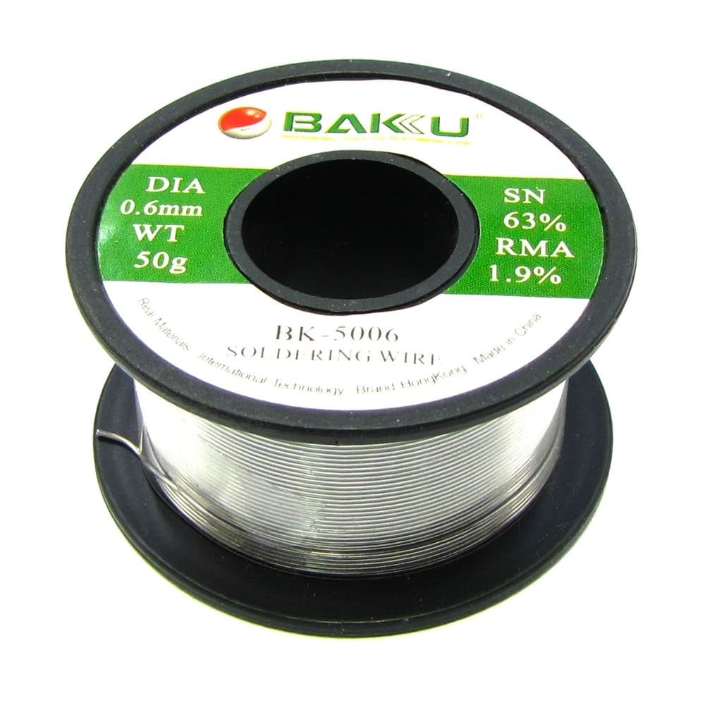 ������ BAKU BK-5006, 0.6 ��, 50 �, Sn 63%, Pb 35.1%, RMA 1.9%
