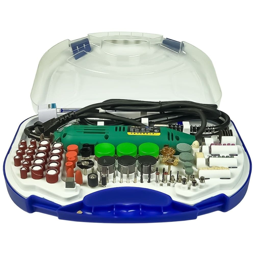 Бормашина в кейсе AIDA A-063, набор насадок для гравировки, шлифовки, полировки, 8000-31000 об, мин, 220V, 260W