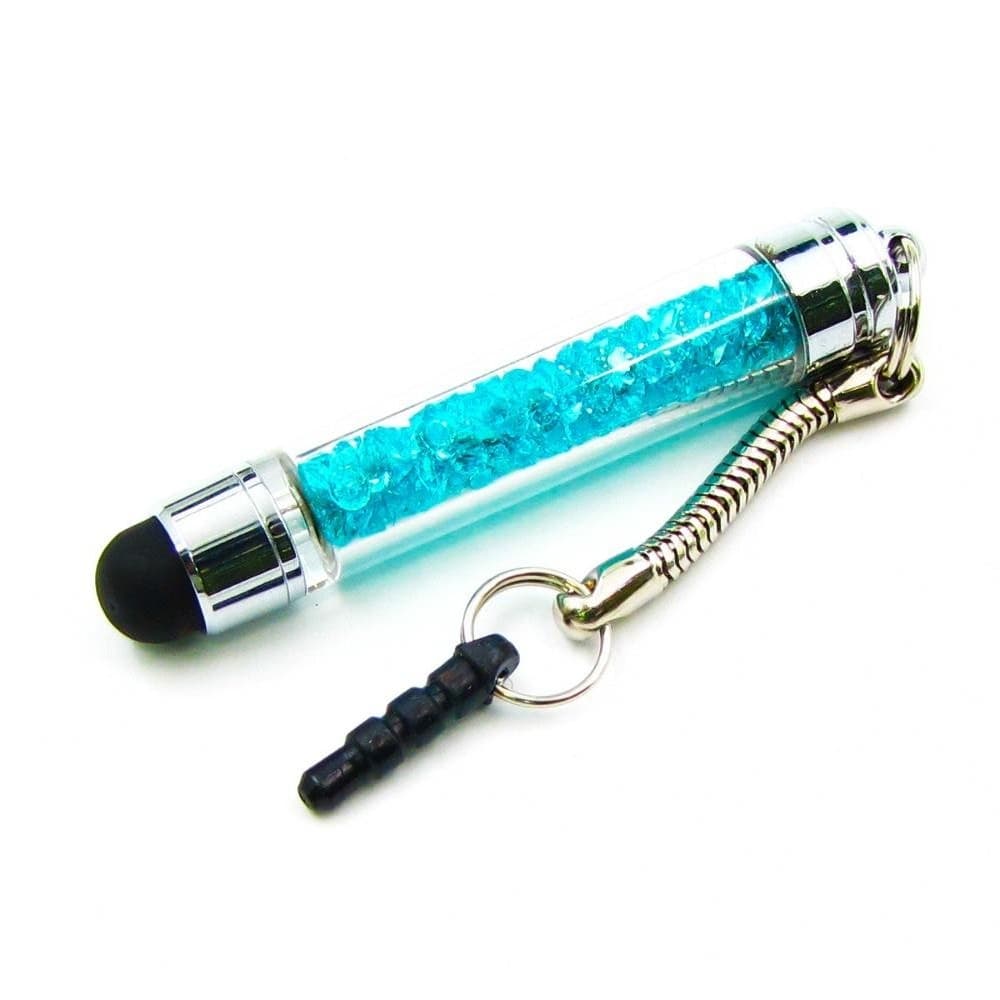 Стилус-брелок емкостный, с голубыми кристаллами