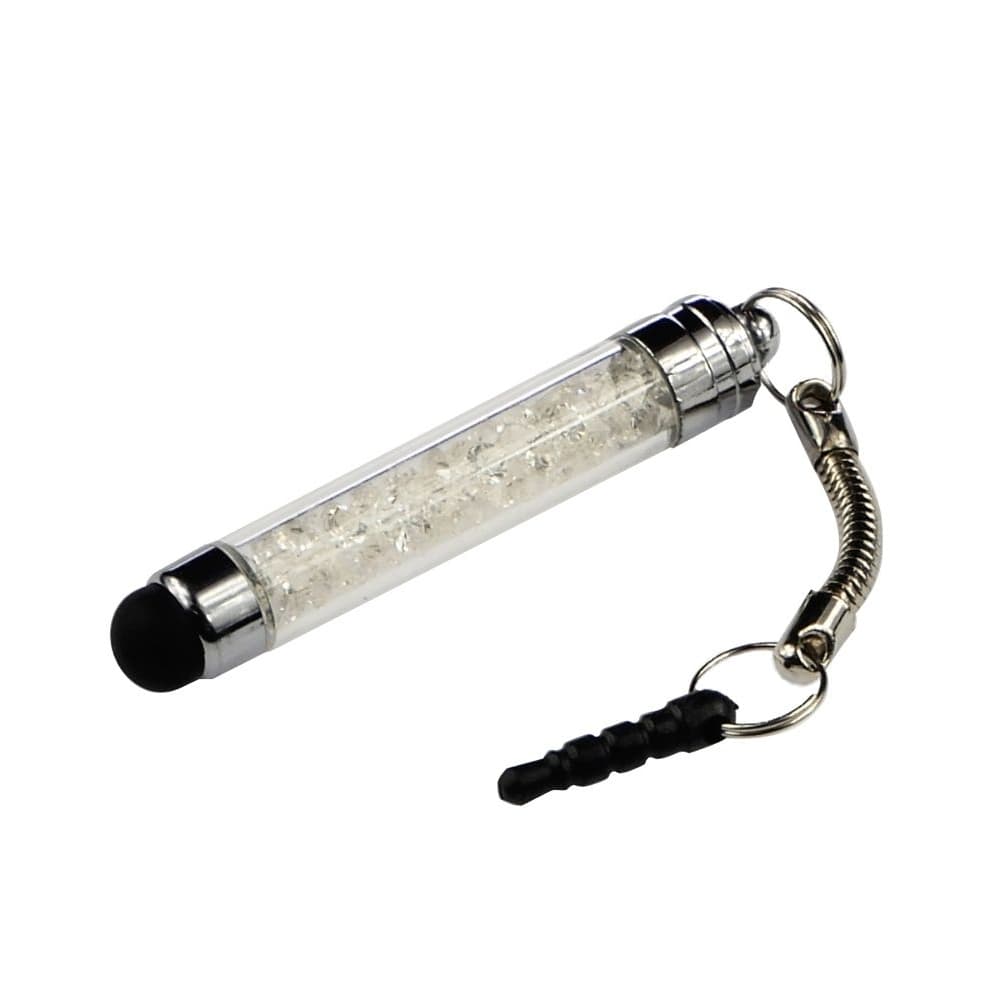 Стилус-брелок емкостный, с прозрачными кристаллами