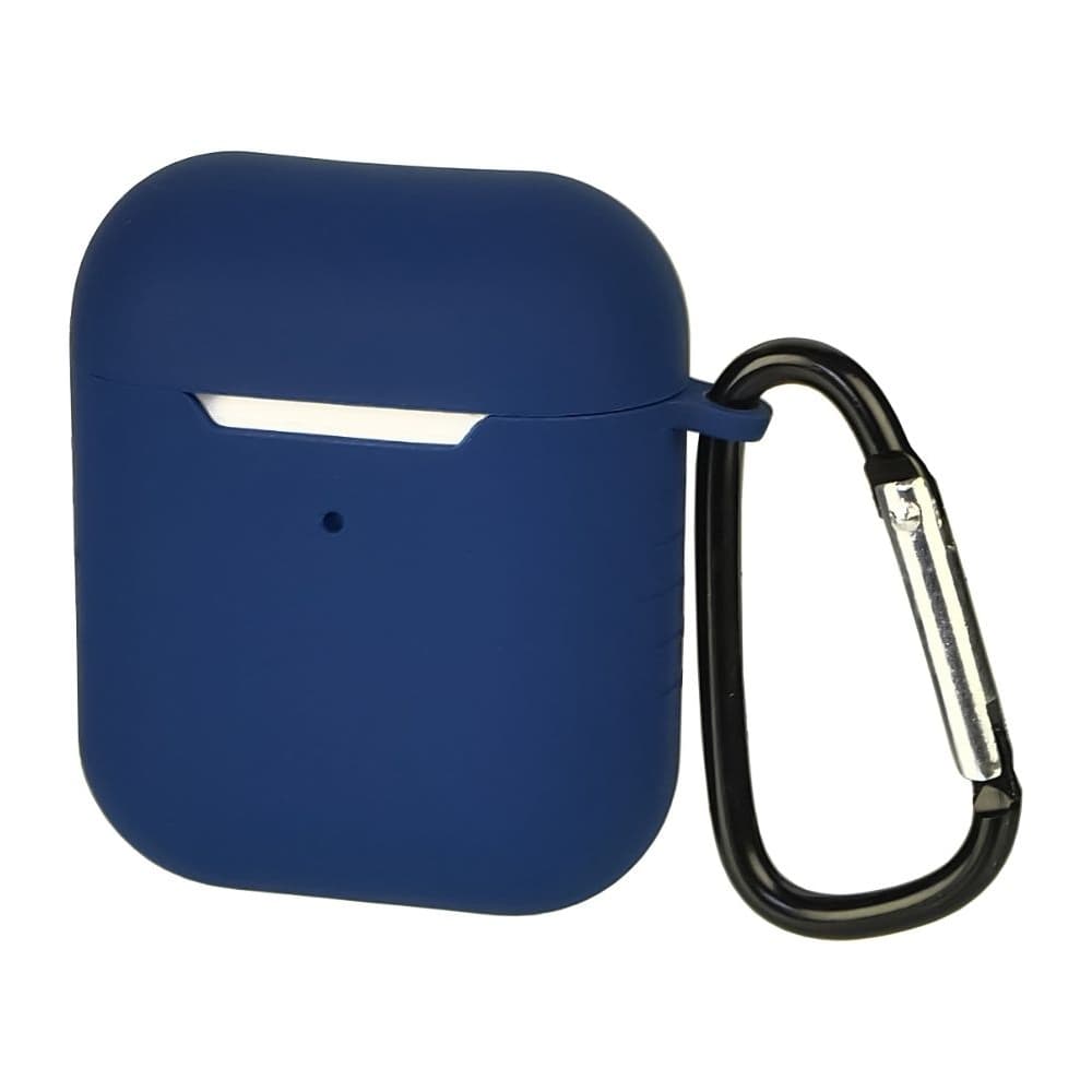 Чехол силиконовый с карабином Apple AirPods, AirPods 2, синій