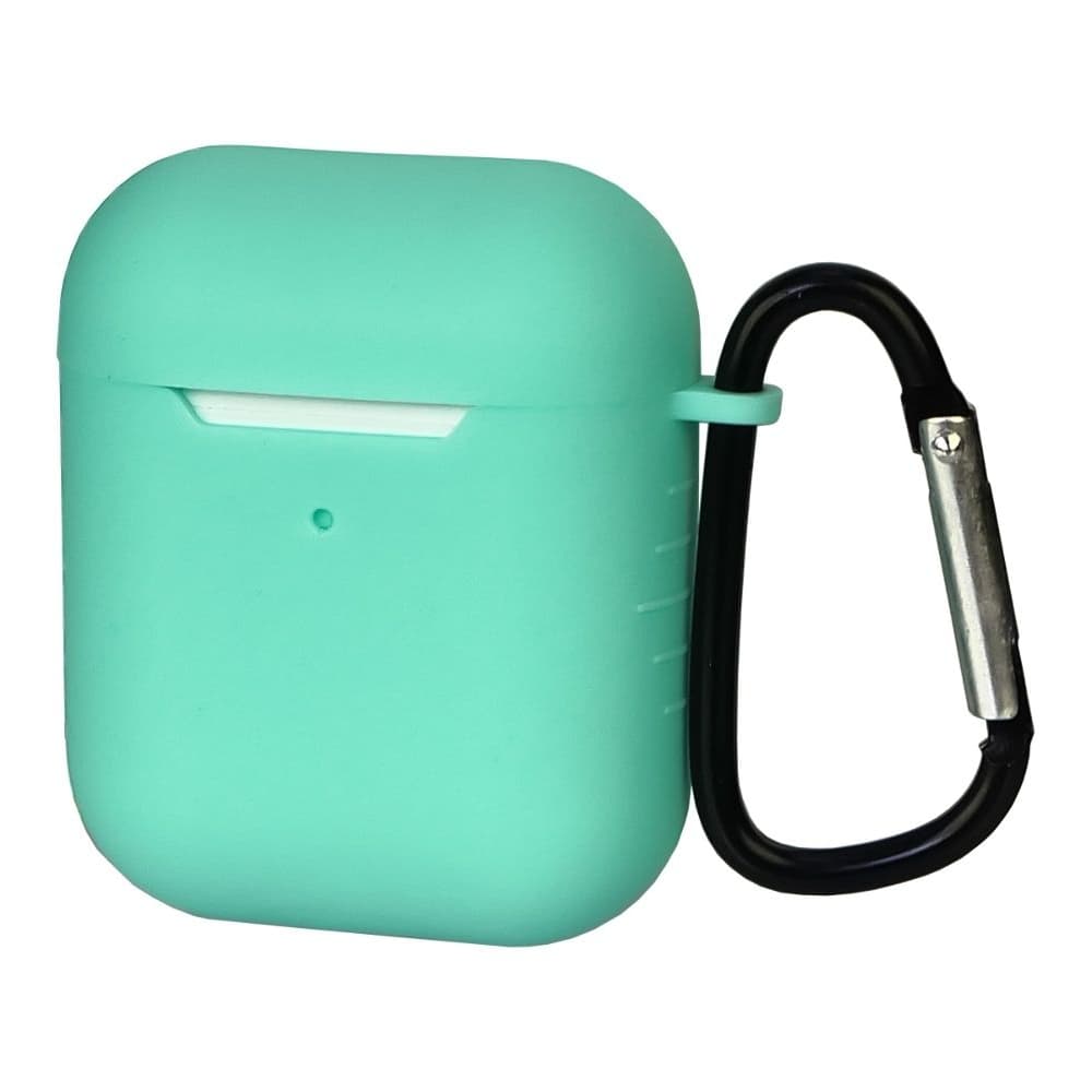 Чехол силиконовый с карабином Apple AirPods, AirPods 2, бірюзовий