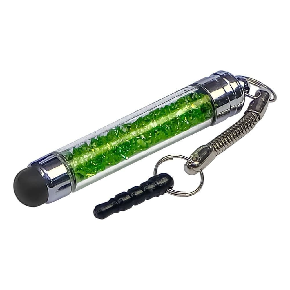 Стилус-брелок емкостный, с зелеными кристаллами