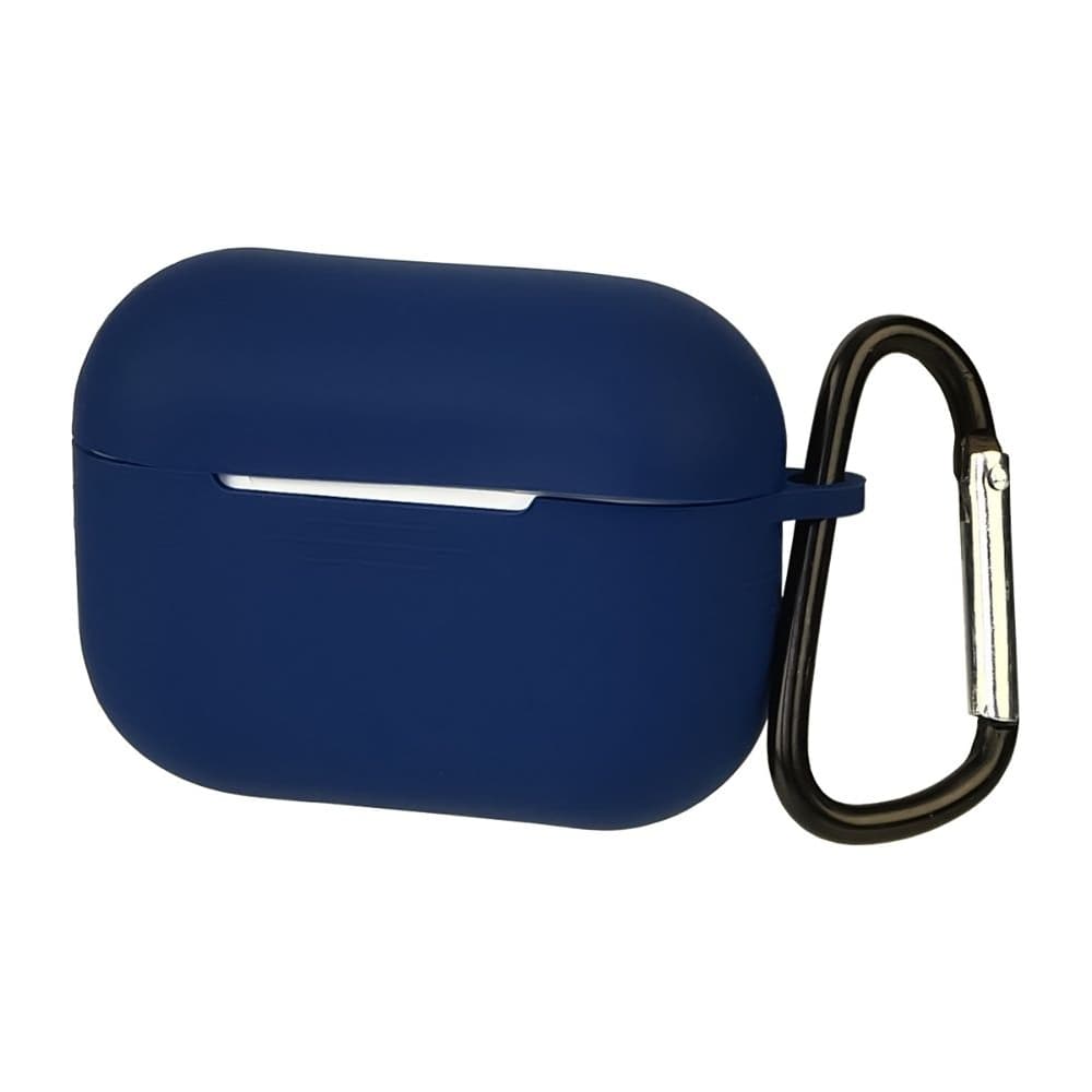 Чехол силиконовый с карабином для Apple AirPods 3, синій