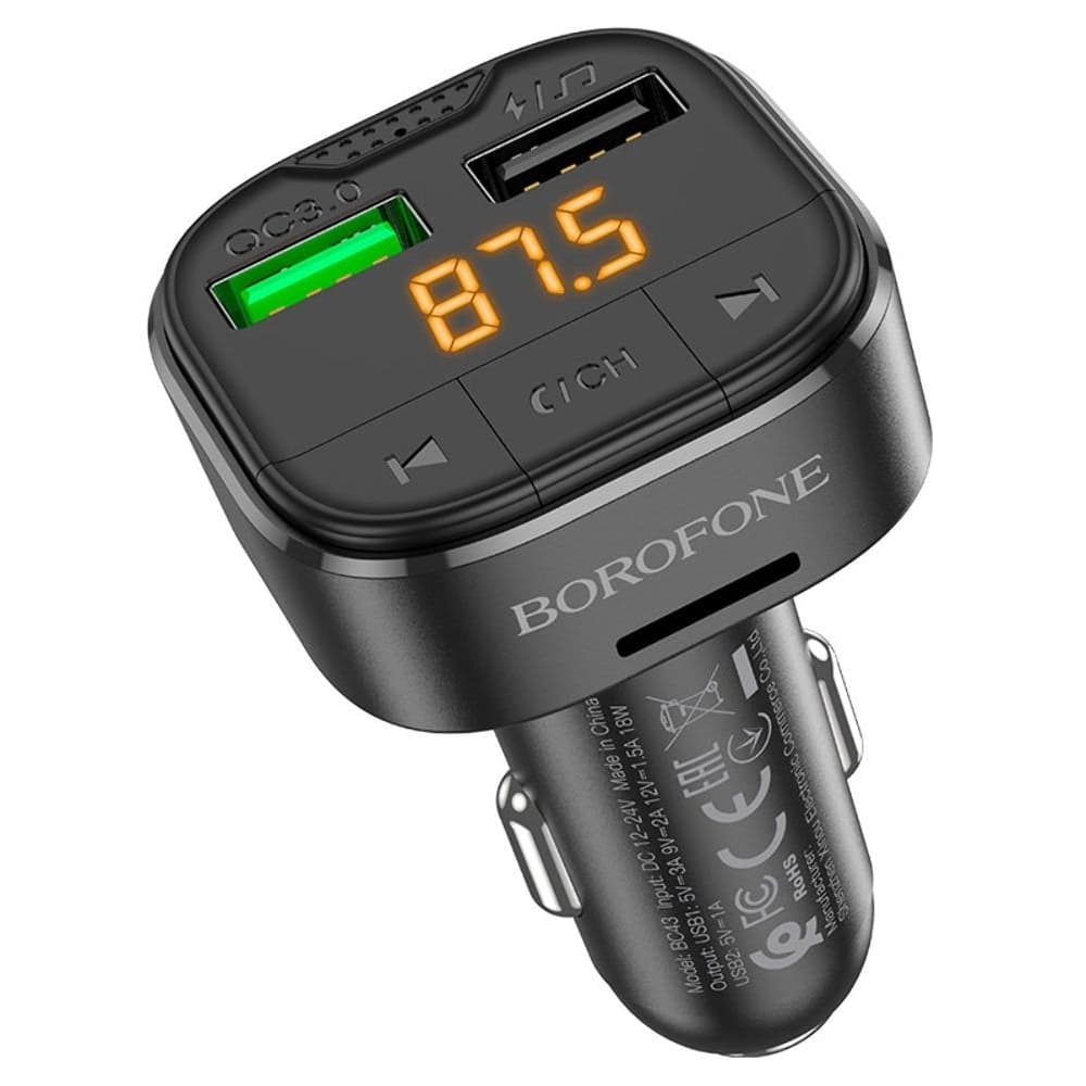 ������������� �������� ������� Borofone BC43 2 USB Quick Charge 3.0, ������ � �������� FM-���������� | �������, �������� ����������