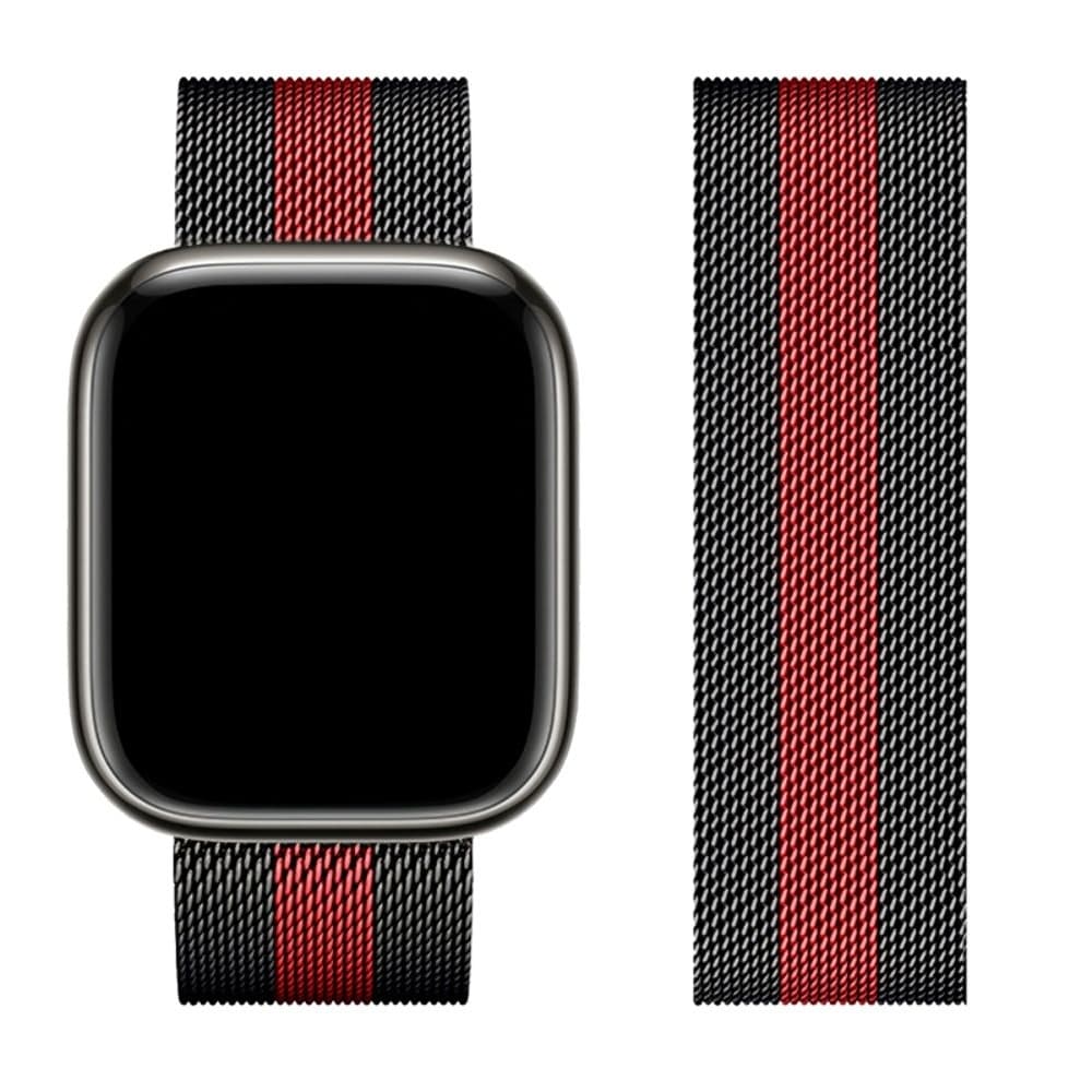 ������� ������������� Hoco iWatch WA03 milanese steel, 42, 44, 45, 49 ��, Black and red