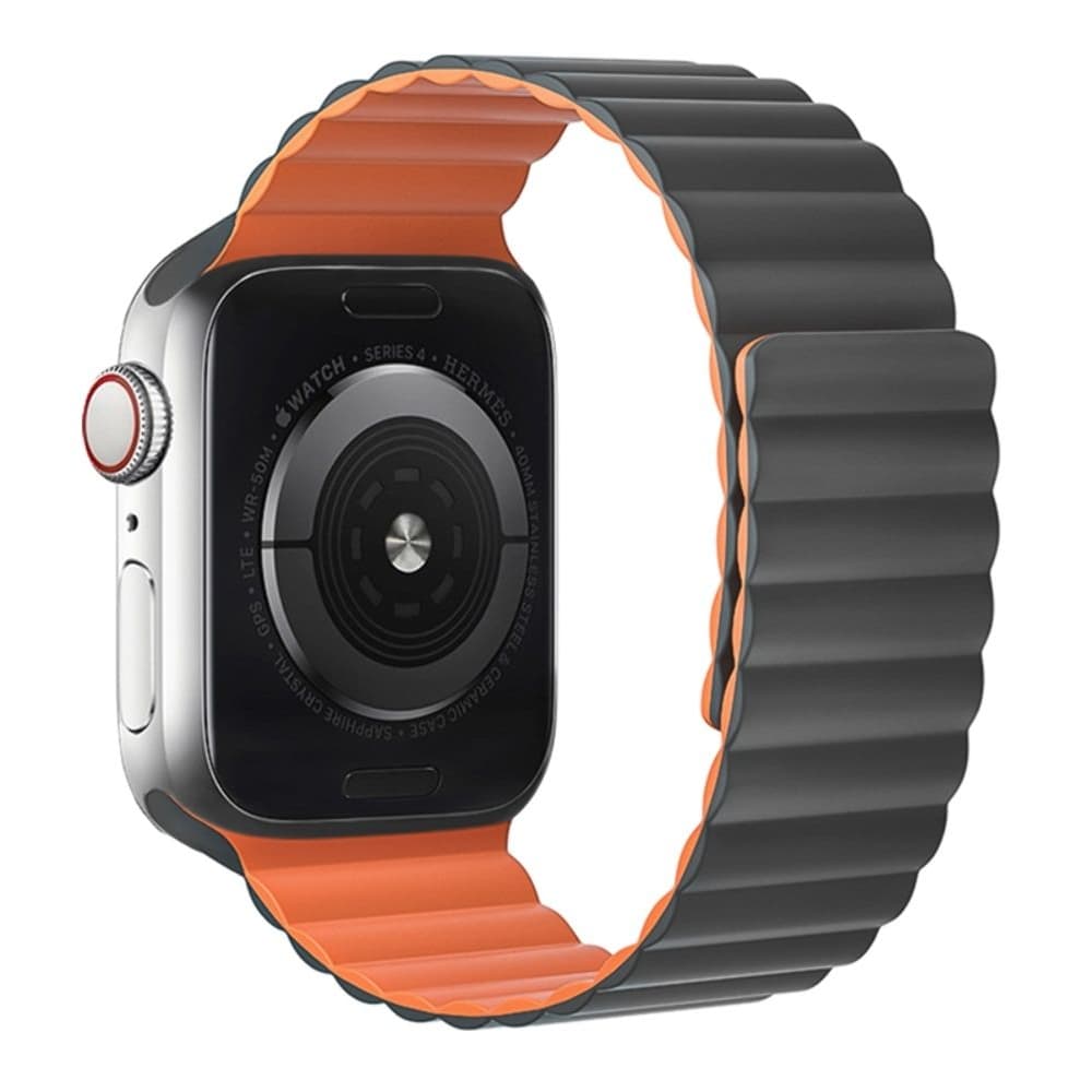 Ремінець силіконовий Hoco iWatch WA07 magnetic, 38, 40, 41 мм, grey Orange | ремешок силиконовый
