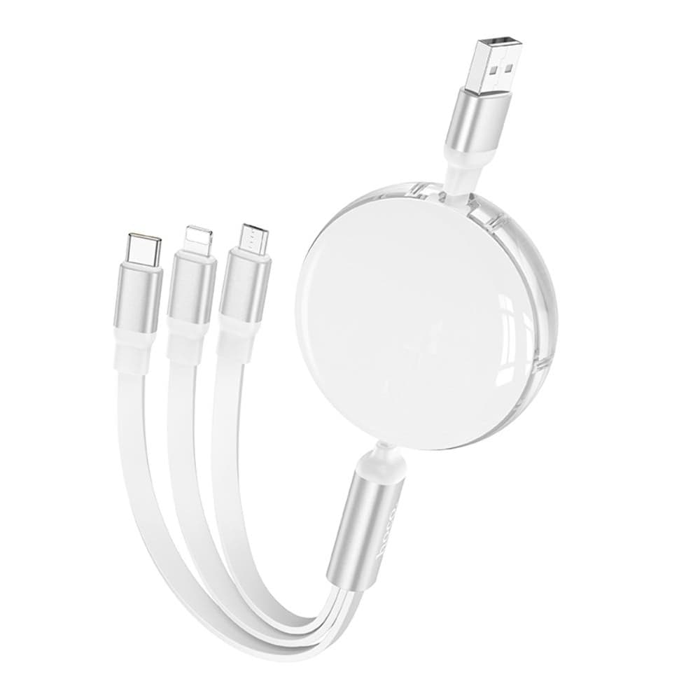 USB-кабель Hoco X78, 3 в 1, USB на Type-C/ Lightning/ MicroUSB, 100 см, білий