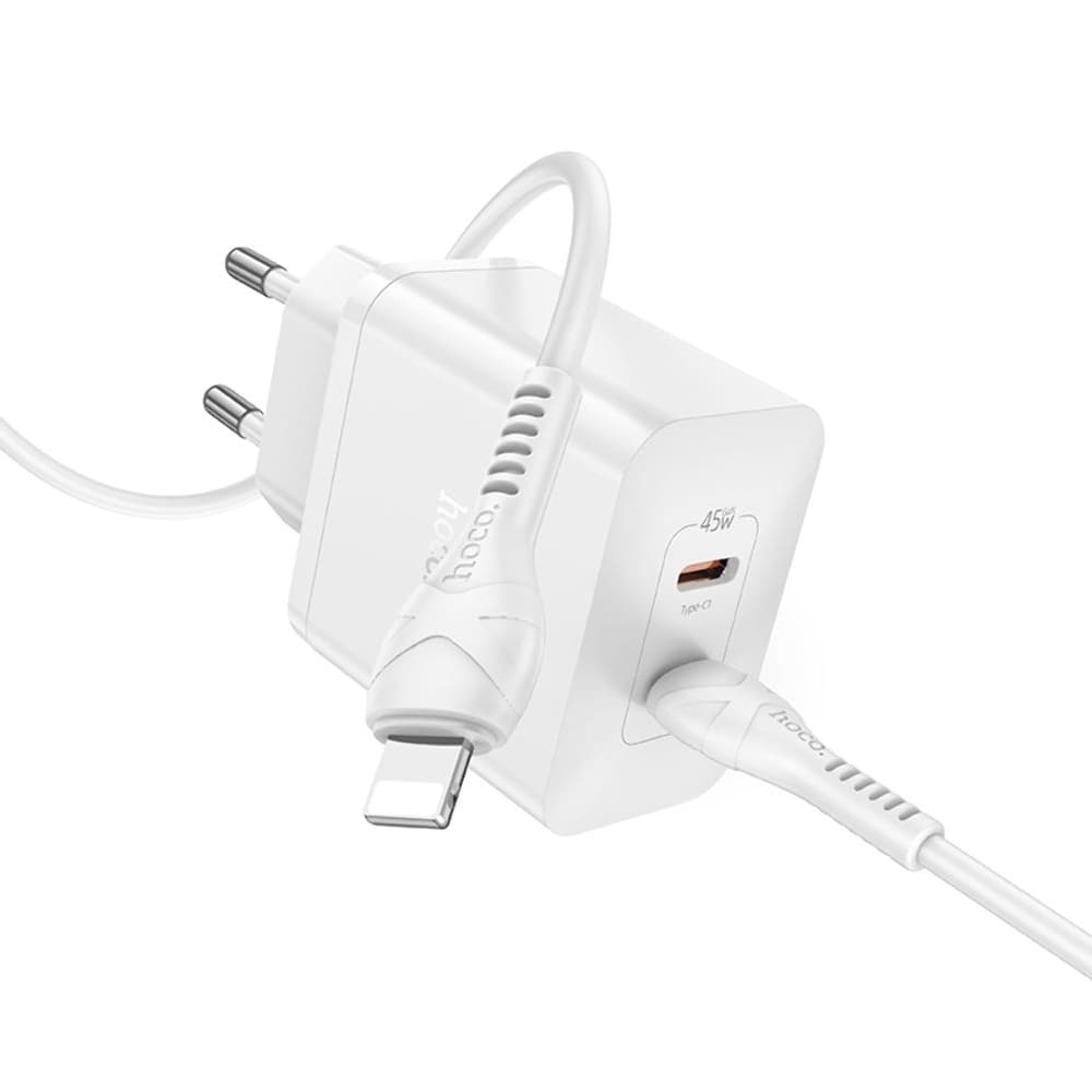 ������� �������� ���������� Hoco N35, 2 USB Type-C, Power Delivery (45 ��), �����, � ������� Type-C �� Lightning