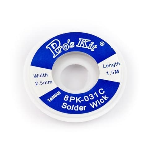 Лента-оплетка ProsKit 8PK-031C, для выпайки припоя, медная, ширина 2.5 мм, длина 1.5 м | очиститель припоя