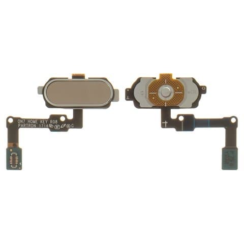 Шлейф Samsung SM-G570 Galaxy J5 Prime, кнопки меню, золотистий, с пластиком, Original (PRC)