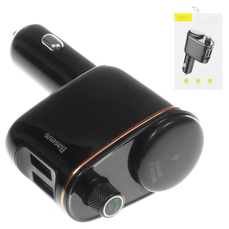 FM-трансмиттер Baseus S-06, чорний, с кнопкой, с дисплеем, с Bluetooth, c автомобильной зарядкой, 12 В, (2 USB выхода 5В 1А/2,4А) | FM-модулятор