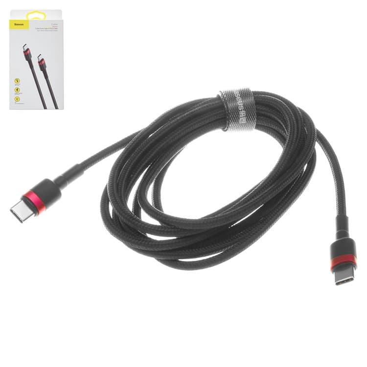 USB-������ Baseus, Type-C �� Type-C, 200 ��, � ���������� �������, 3.0 �, ������, CATKLF-H91