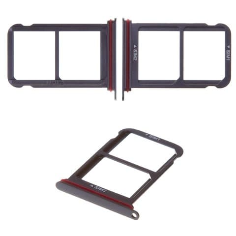 Тримач (лоток) SIM-карты Huawei P20 Pro, чорний, с держателем карты памяти (MMC), Original (PRC) | держатель СИМ-карты
