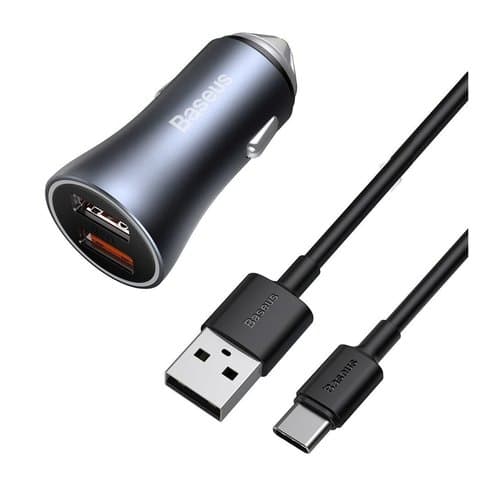 ������������� �������� ������� Baseus Golden Contactor Pro, 2 USB, 5V 3A/9V 2A/10V 2A/12V 1.5A, �����, Quick Charge, � USB ������� Type-C, 40 ��, #TZCCJD-A0G | �������, �������� ����������