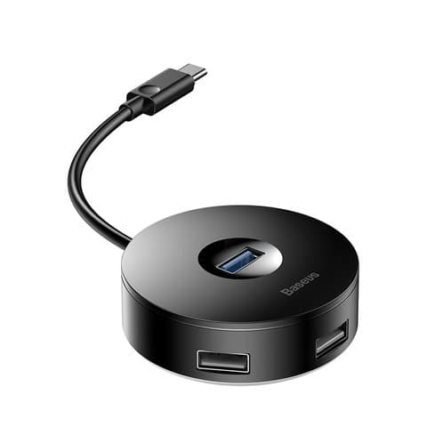 USB-хаб Baseus Enjoyment, Micro-USB тип-B, USB тип-C до USB 3.0 тип-A+3xUSB тип-A, чорний, #CAHUB-G01