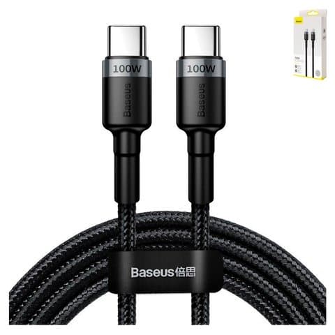 USB-������ Baseus, Type-C, 200 ��, � ���������� �������, Type-C �� Type-C, 5.0 �, ������, ����, Power Delivery (100 ��), #CATKLF-ALG1