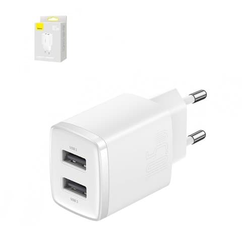 ������� �������� ���������� Baseus Compact Charger, 220 �, �����, USB ���-A, 10,5 ��, 2 �����, CCXJ010202