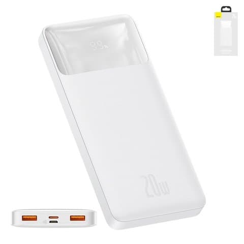 Power bank Baseus Bipow Digital, 10000 mAh, с дисплеем, білий, Quick Charge, 20 Вт, #PPDML-L02