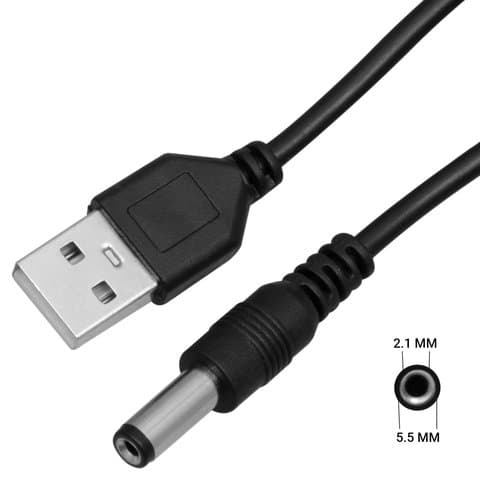 Кабель питания медиаконвертеров, USB, DC, 5В/1А, d 5,5 мм, d 2,1 мм