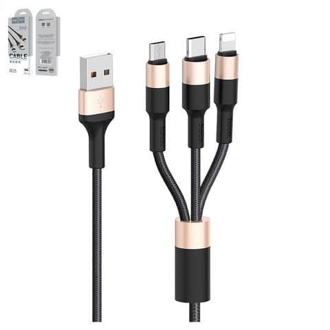 USB-������ Hoco X26, Type-C, Micro-USB, Lightning, 100 ��, 2.0 �, ������, ����������