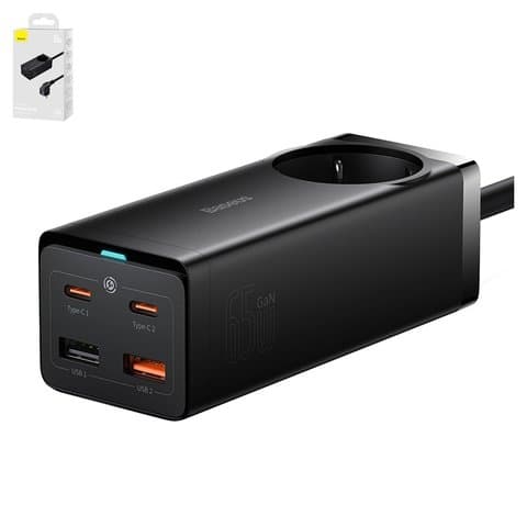 ������� �������� ���������� Baseus GaN3 Pro Desktop, 65 ��, Quick Charge, ������, � ��������, c ������� USB ���-C � USB ���-C, 4 �����, #PSZM000901