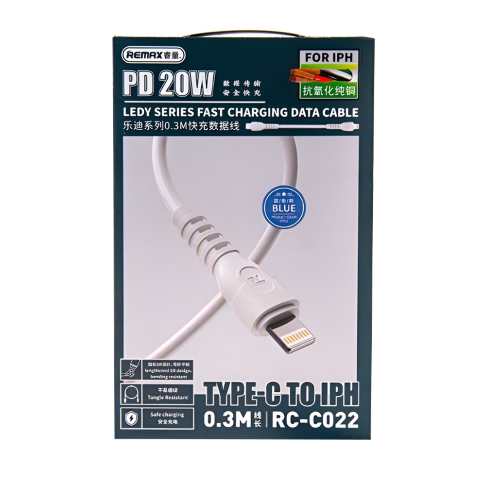 USB-������ Remax RC-C022, Type-C �� Lightning, Power Delivery (20 ��), 30 ��, �����