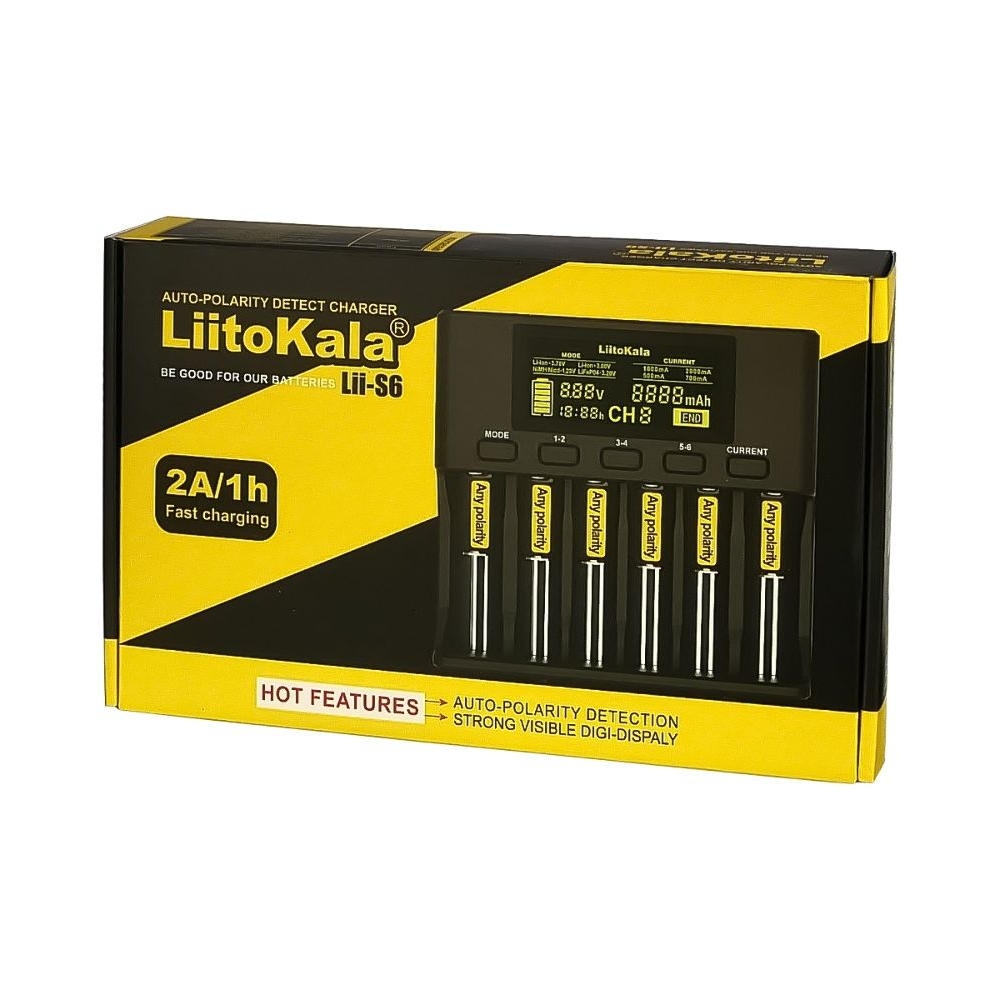 ������� �������� ���������� � �������� LiitoKala Lii-S6, ��� ������������� 18650, ��, ��� � ������, 6 ������