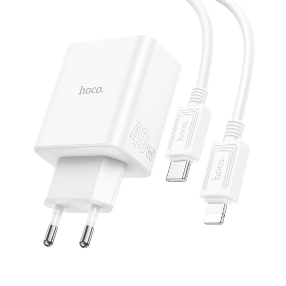 ������� �������� ���������� Hoco C126A, 1 USB, 2 Type-C, PowerDelivery (40 ��), �����, � ������� Type-C �� Lightning