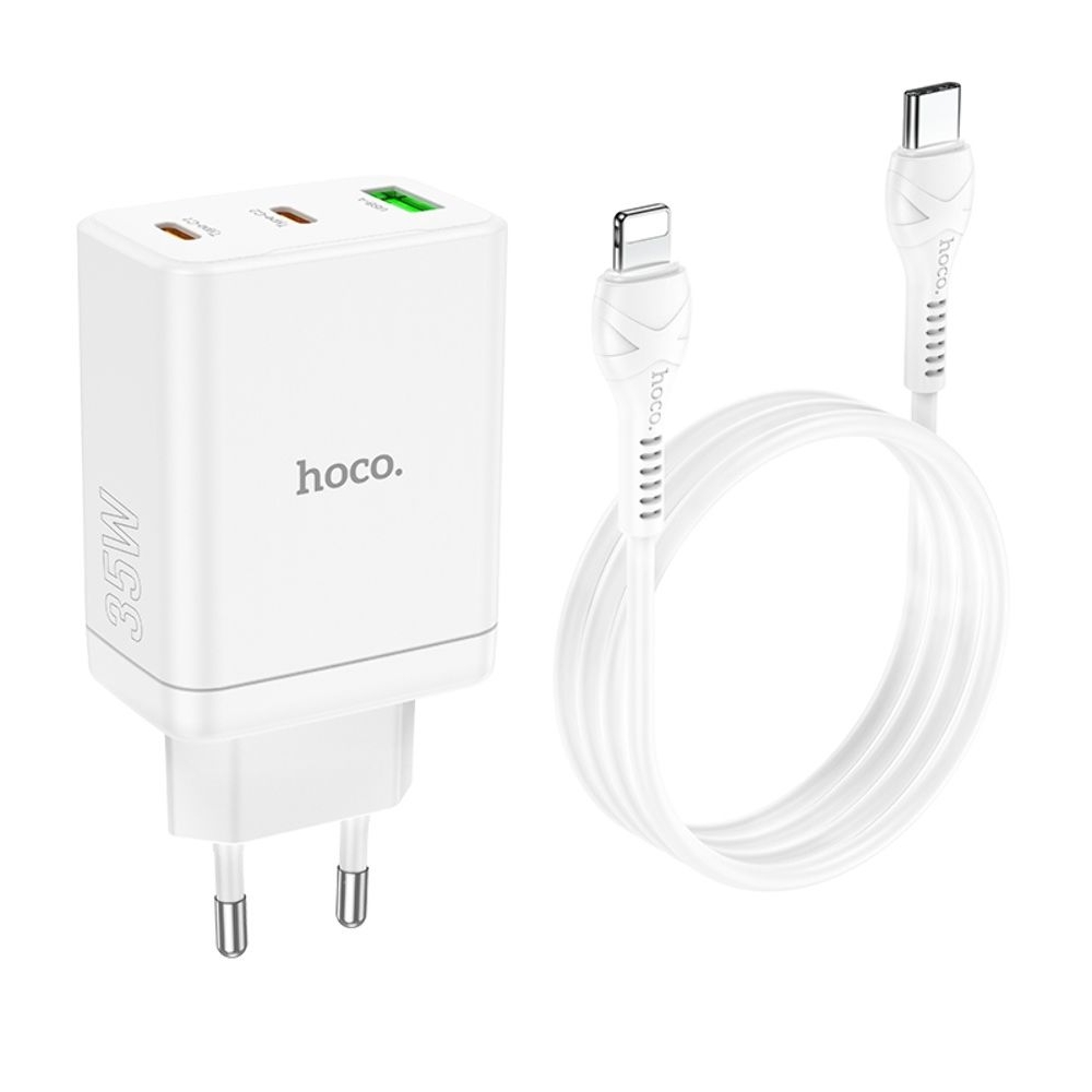 ������� �������� ���������� Hoco N33, 1 USB, 2 Type-C, PowerDelivery (35 ��), �����, � ������� Type-C �� Lightning