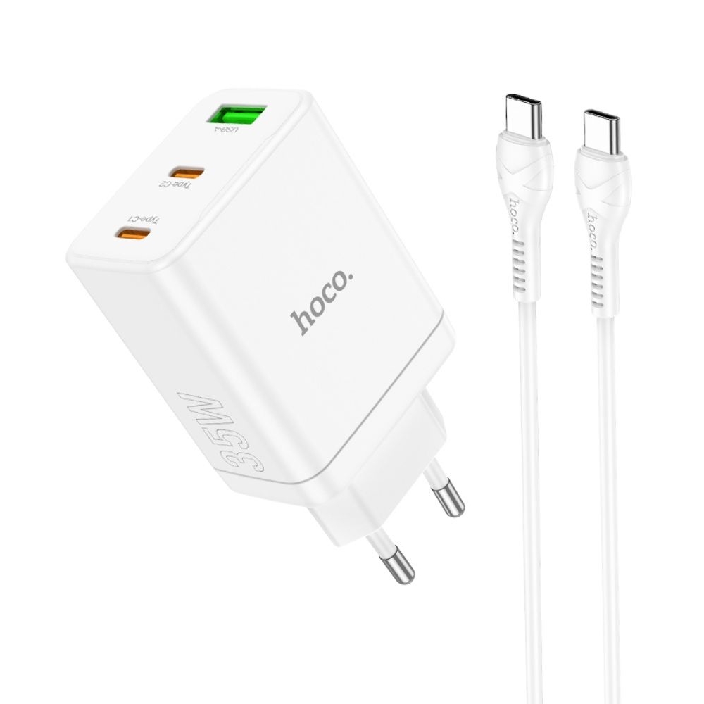 ������� �������� ���������� Hoco N33, 1 USB, 2 Type-C, PowerDelivery (35 ��), �����, � ������� Type-C �� Type-C