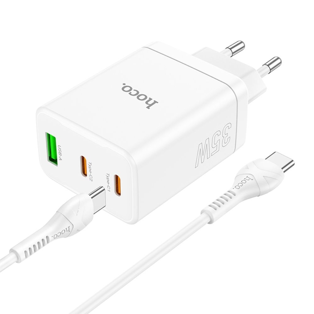 ������� �������� ���������� Hoco N33, 1 USB, 2 Type-C, PowerDelivery (35 ��), �����, � ������� Type-C �� Type-C