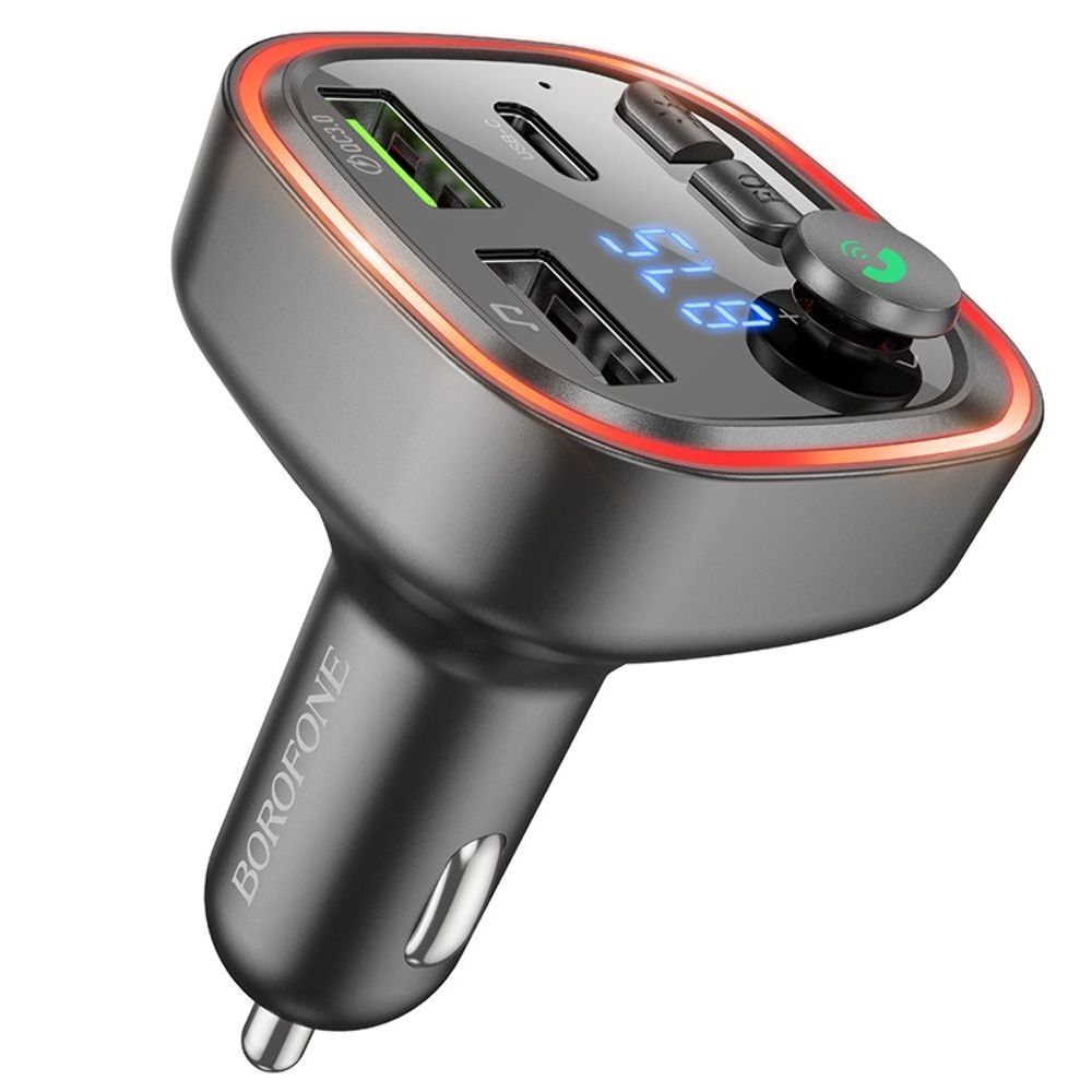 ������������� �������� ������� Borofone BC48, 2 USB, 1 Type-C, Quick Charge 3.0, + c FM-�����������, ������ | �������, �������� ����������
