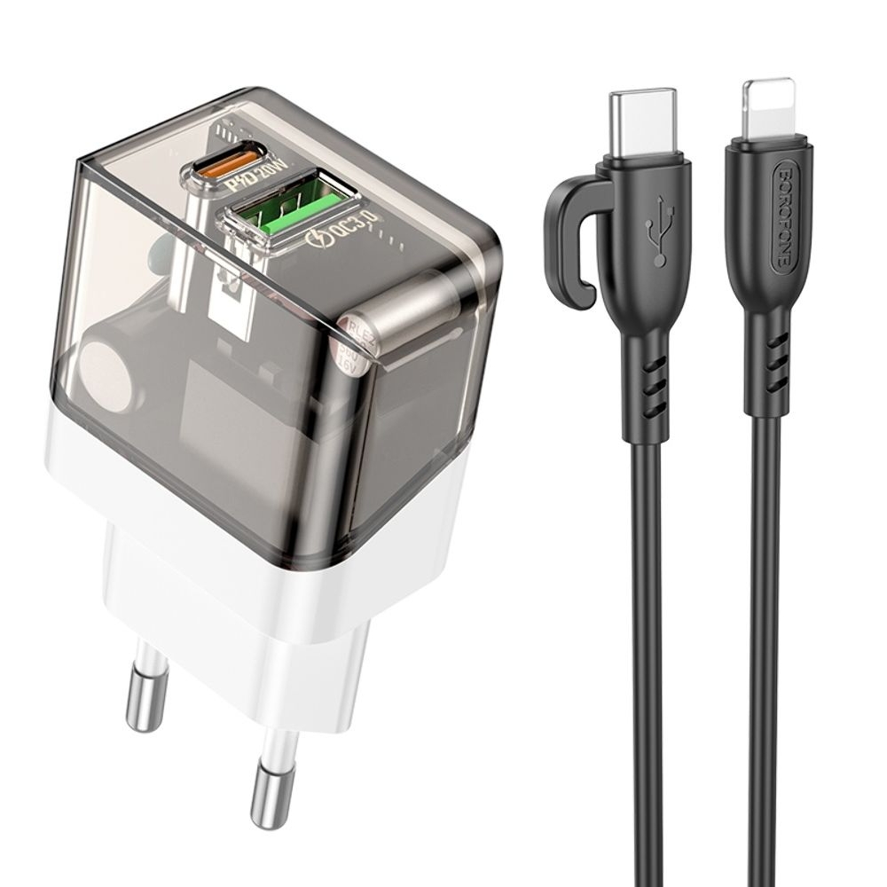 ������� �������� ���������� Borofone BA80A USB, Type-C, PD QC ���������-, ������ + ������, Type-C �� Lightning