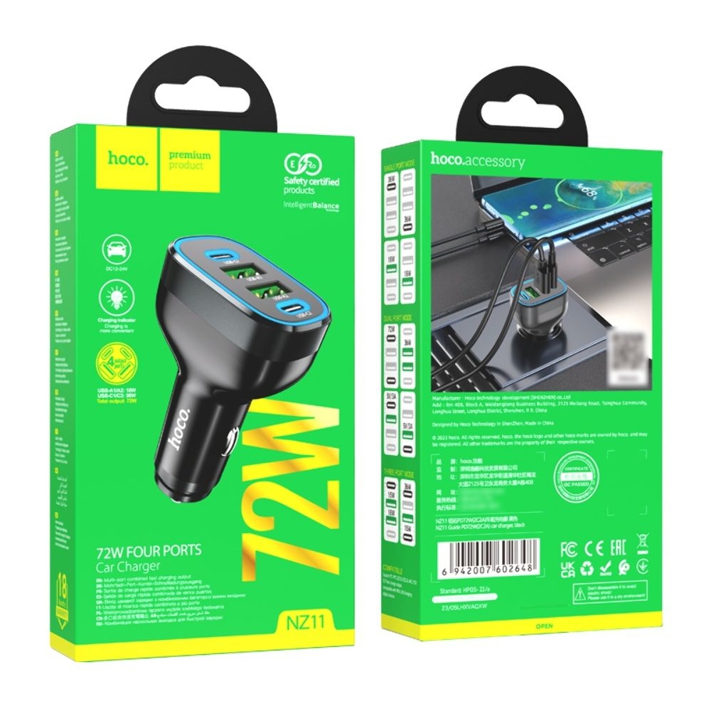 ������������� �������� ������� Hoco NZ11, 2 USB, 2 Type-C, Power Delivery (72 ��), ������ | �������, �������� ����������