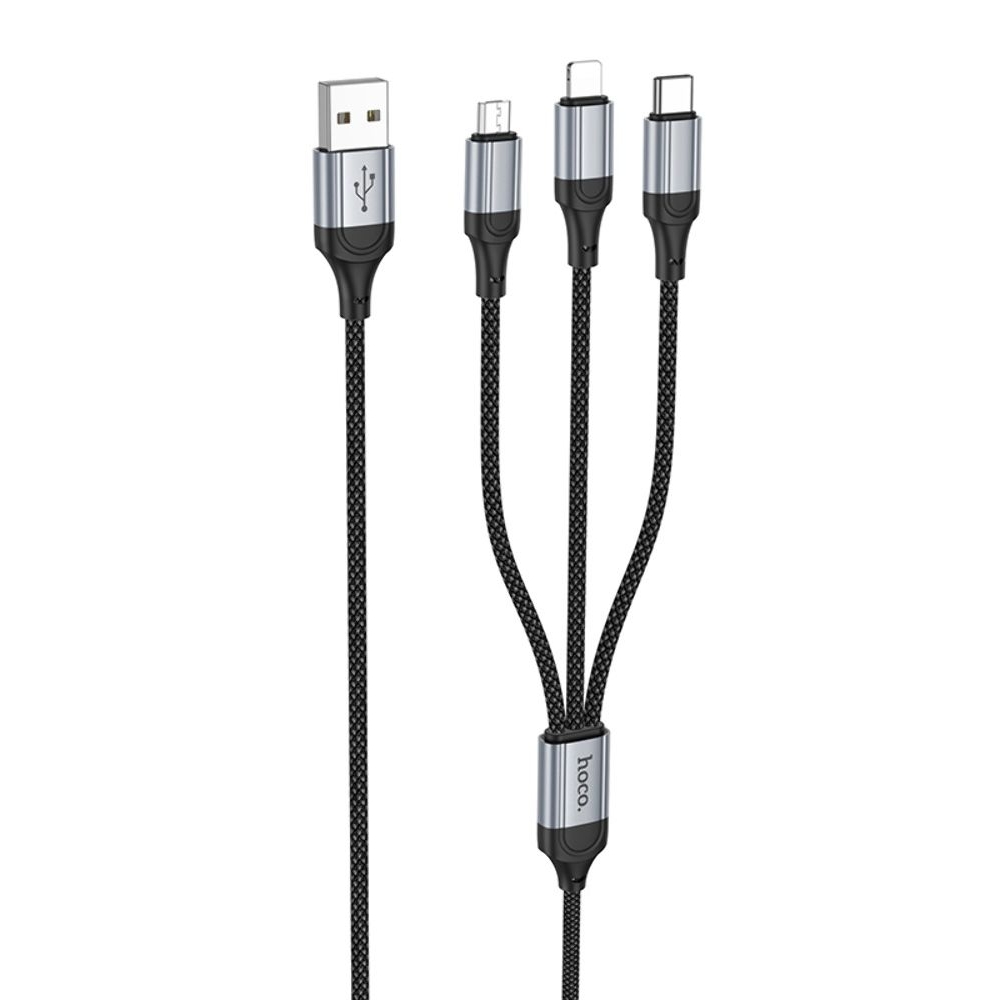 USB-������ Hoco X102, 3 � 1, Lightning, Type-C, Micro-USB, 100 ��, ������, ������ ��� �������, ����� �������� ������ ��������