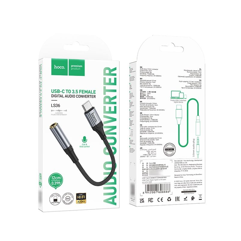 ������� ���������� Hoco LS36 Type-C to Jack 3.5 (F), ������
