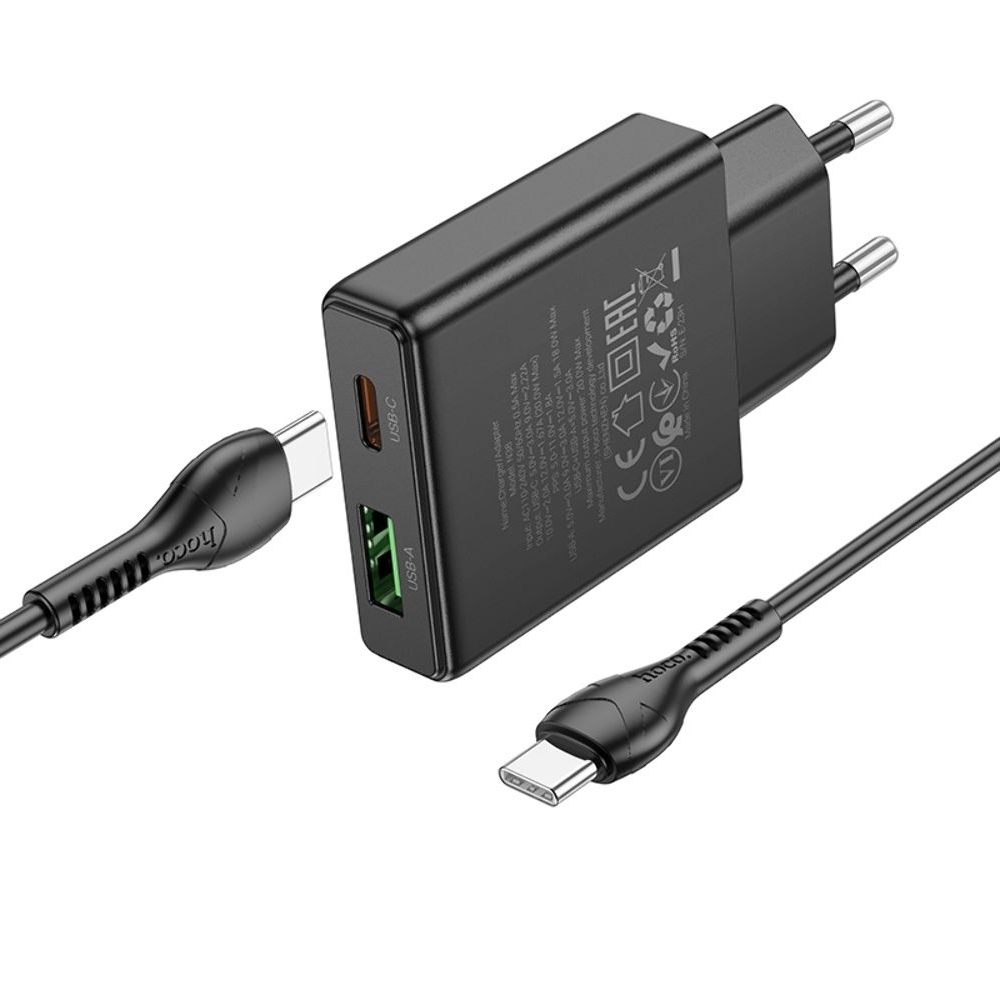 ������� �������� ���������� Hoco N38 USB/ Type-C, Quick Charge, PowerDelivery, � ������� Type-C �� Type-C, ������