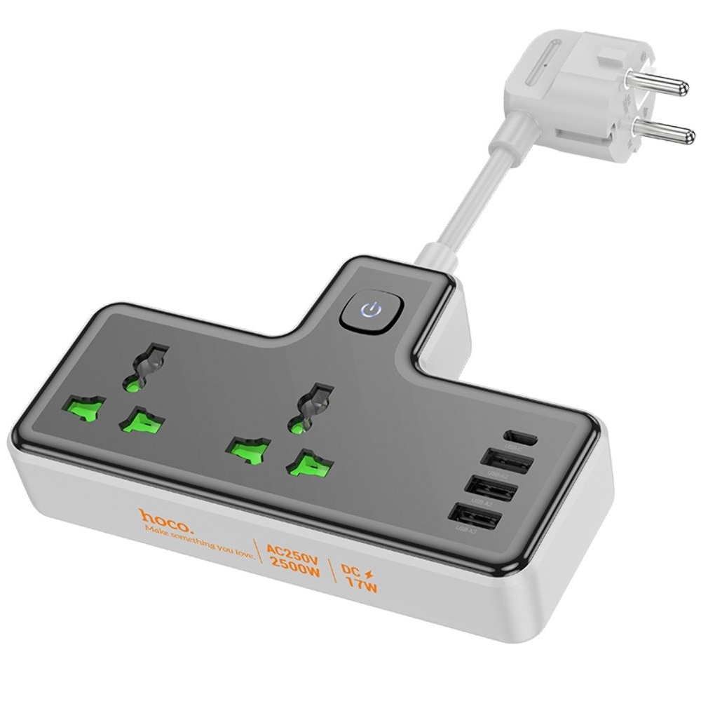 ������� �������� ����������-���������� Hoco AC11A, 3 USB, 1 Type-C, 2 �������, ������