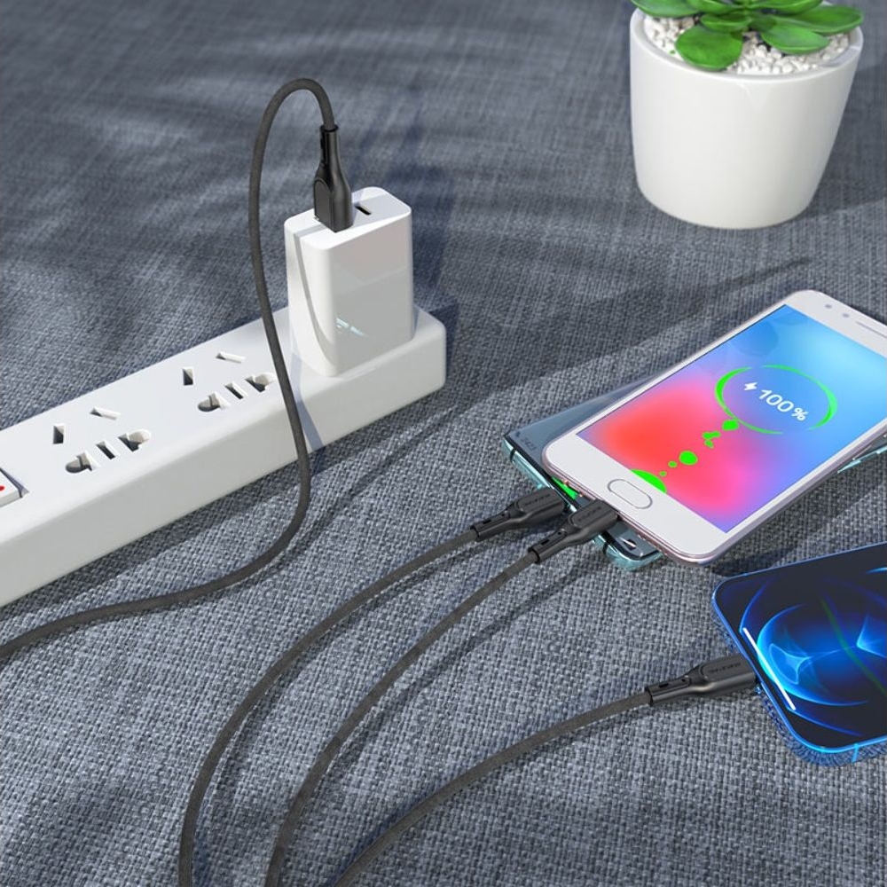 ������ Borofone BX66 3�1 USB to Type-C/ Lightning/ MicroUSB 1m, ������