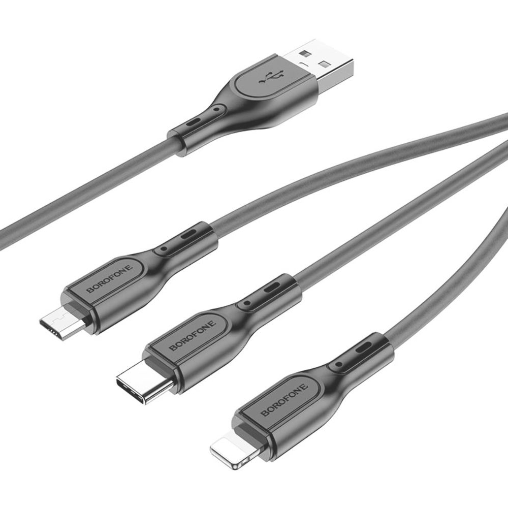 ������ Borofone BX66 3�1 USB to Type-C/ Lightning/ MicroUSB 1m, ������