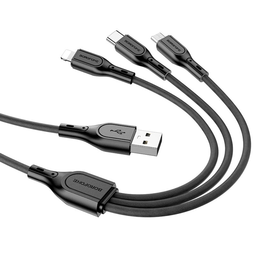 ������ Borofone BX66 3�1 USB to Type-C/ Lightning/ MicroUSB 1m, ������
