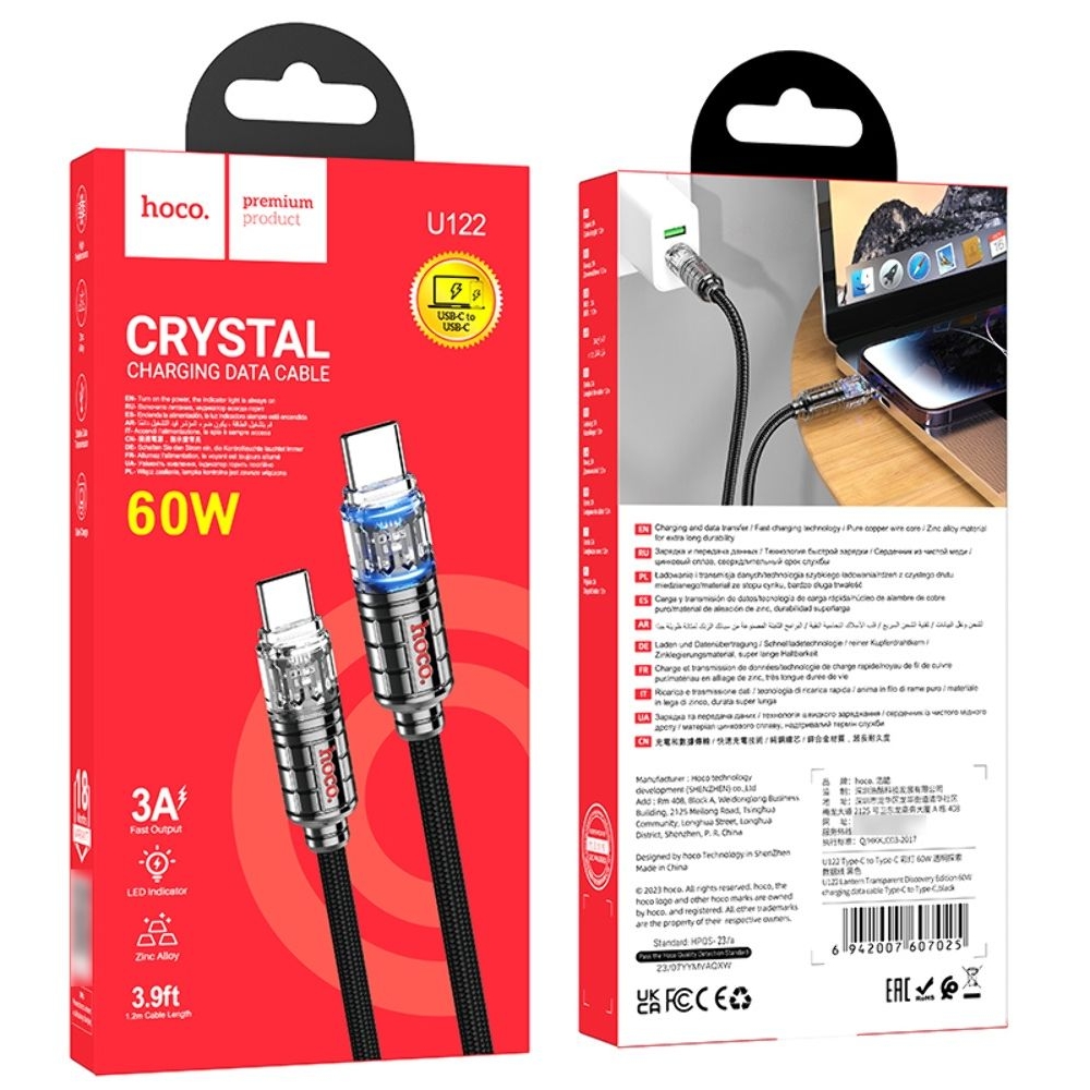 ������ Hoco U122 Type-C �� Type-C PD 60W 1m, ������