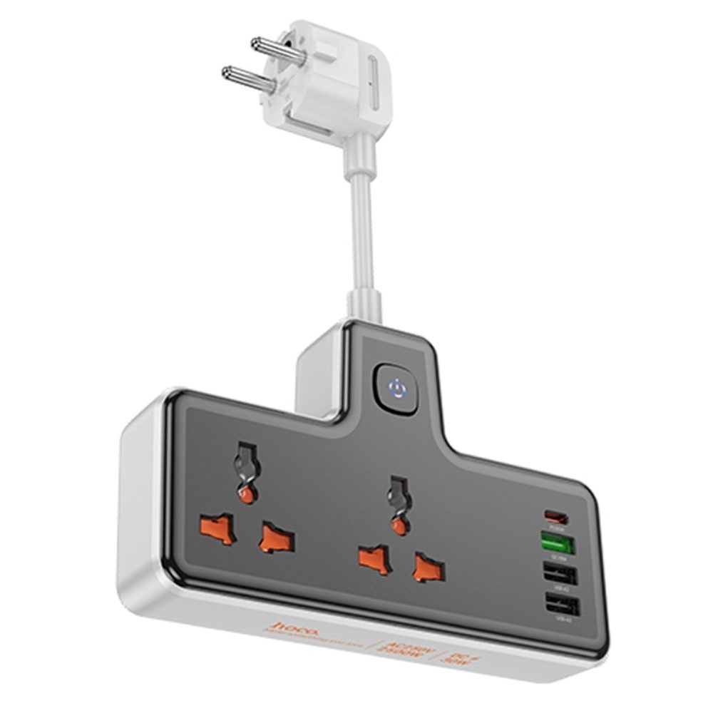 ������� �������� ���������� ���������� Hoco AC12A, 3 USB, Type-C, Power Delivery (30 ��), 2 �������, 100 ��, ������